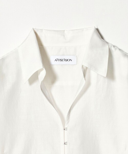 ATTISESSION コットンシルクホックシャツ ブラウス 白 小松菜奈 ATTISESSION（アティセッション） ブラウス シャツ 「ATTISESSION