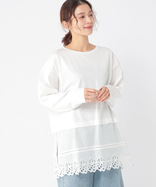新品✨‼️EGO TRIPPING❤️裾 レース ❤️スウェット チュニック セール】【ZOZO限定】裾レースドットシアーフリルチュニック