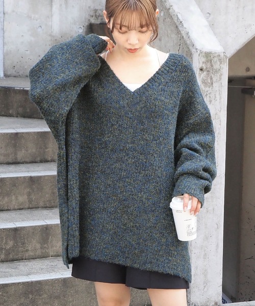 「tiptop」 長袖ニット FREE ブルー レディース_画像2