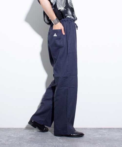 「GEVACO」 イージーパンツ L ネイビー メンズ_画像6