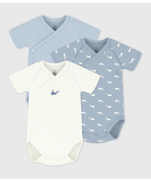 PETIT BATEAU（プチバトー） ベビー肌着 クジラプリント半袖あわせ