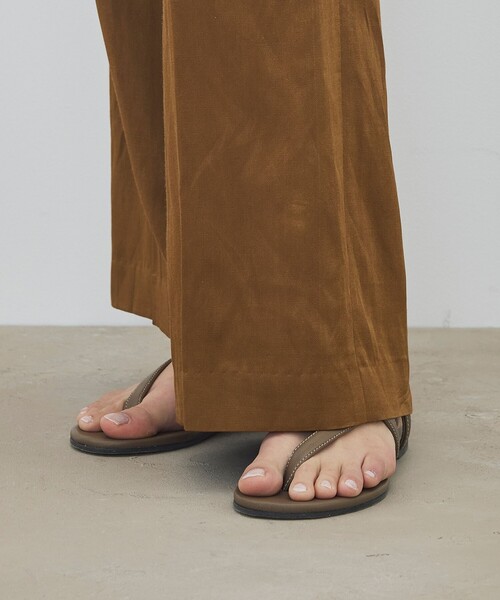 ワイドパンツ パンツ ソフトサテン エラスティックスリムパンツ レディースの画像