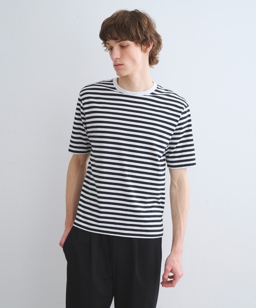 three dots（スリー ドッツ） tシャツ Men's Powderycotton border s/s