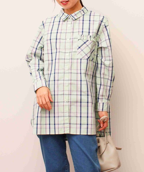 「MB mint breeze」 長袖シャツ 3L ネイビー レディース_画像3