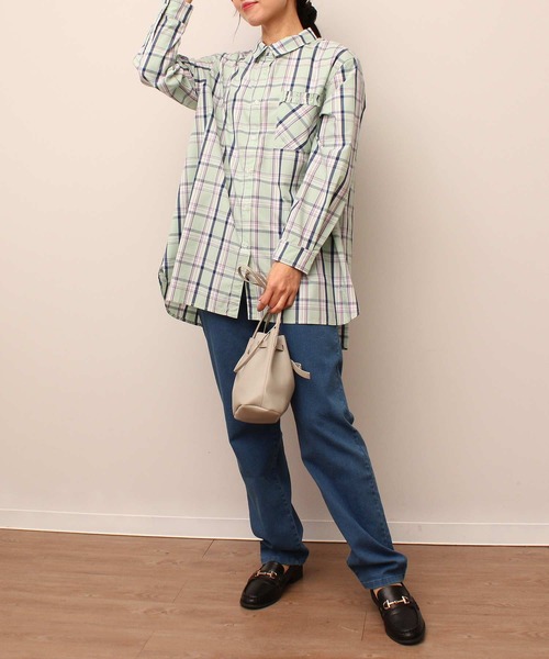 「MB mint breeze」 長袖シャツ 3L ネイビー レディース_画像4