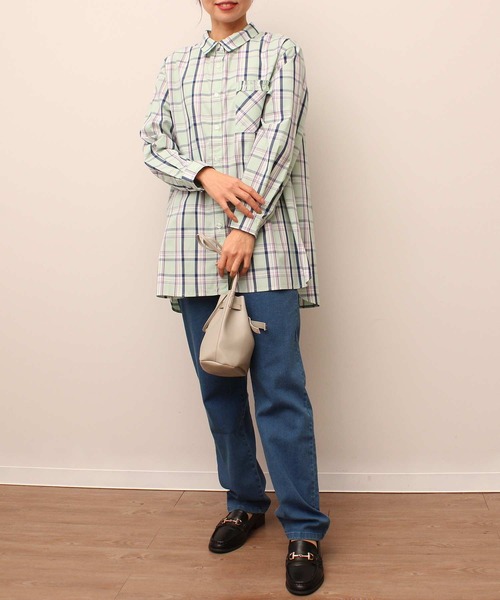 「MB mint breeze」 長袖シャツ 3L ネイビー レディース_画像5