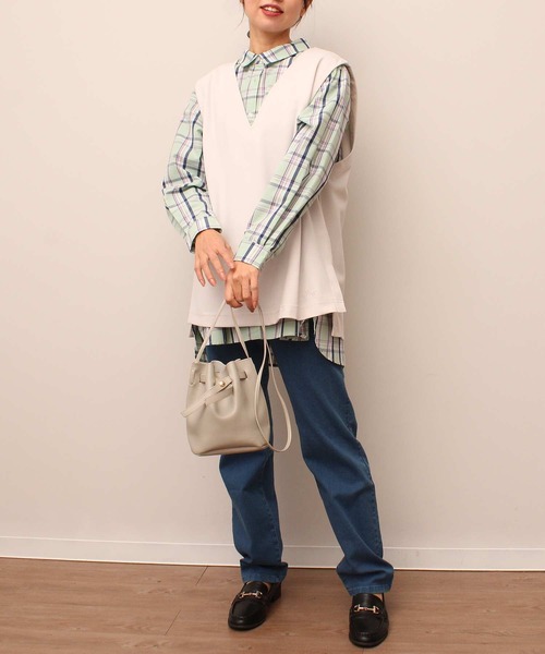 「MB mint breeze」 長袖シャツ 3L ネイビー レディース_画像6
