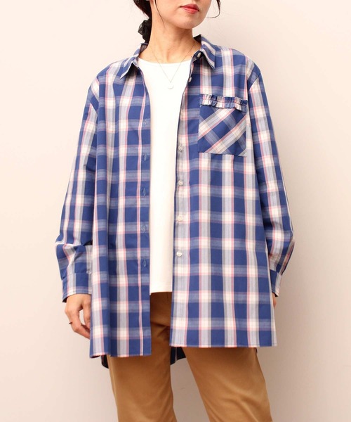 「MB mint breeze」 長袖シャツ 3L ネイビー レディース_画像8