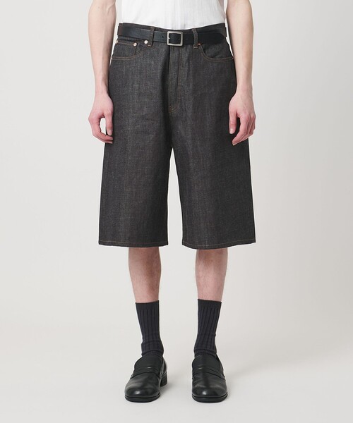 ハーフパンツ ワイドパンツ ジーンズ デニム シンチバック バギー ショーツ メンズの画像
