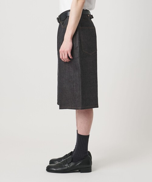 ハーフパンツ ワイドパンツ ジーンズ デニム シンチバック バギー ショーツ メンズの画像