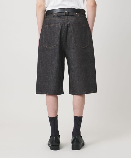 ハーフパンツ ワイドパンツ ジーンズ デニム シンチバック バギー ショーツ メンズの画像