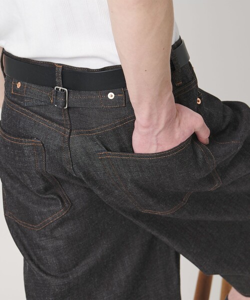 ハーフパンツ ワイドパンツ ジーンズ デニム シンチバック バギー ショーツ メンズの画像
