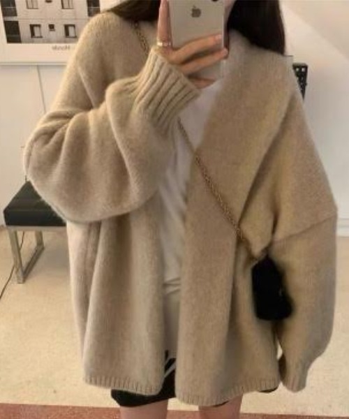「cammie」 ニットカーディガン FREE ピンク レディース_画像8