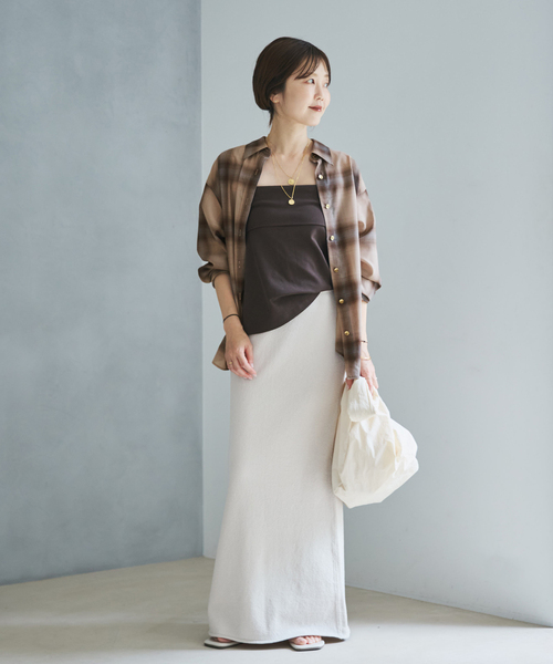 plage（プラージュ） ブラウス シャツ CHECK シャツ(ベージュ