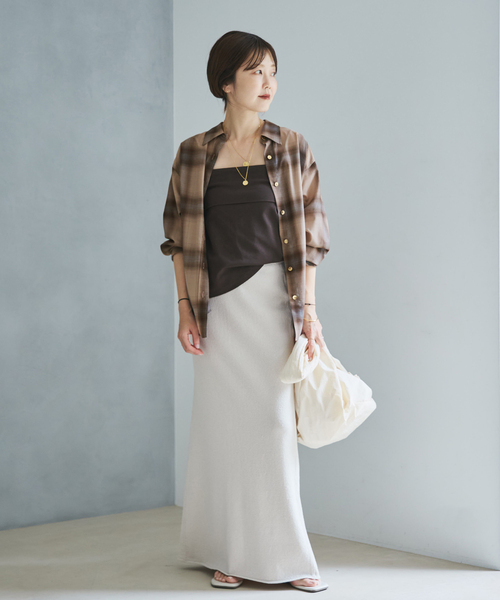 plage（プラージュ） ブラウス シャツ CHECK シャツ(ベージュ