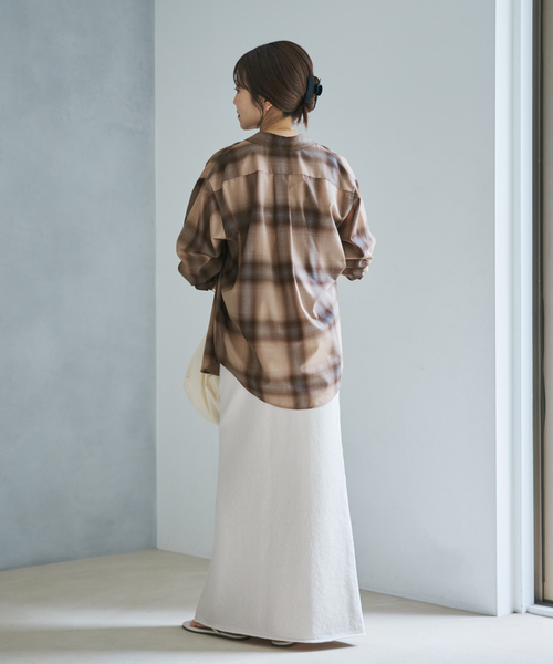 plage（プラージュ） ブラウス シャツ CHECK シャツ(ベージュ