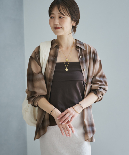 plage（プラージュ） ブラウス シャツ CHECK シャツ(ベージュ