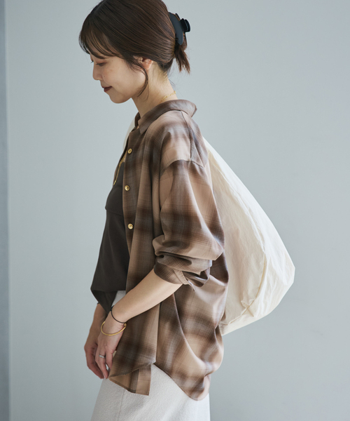 plage（プラージュ） ブラウス シャツ CHECK シャツ(ベージュ