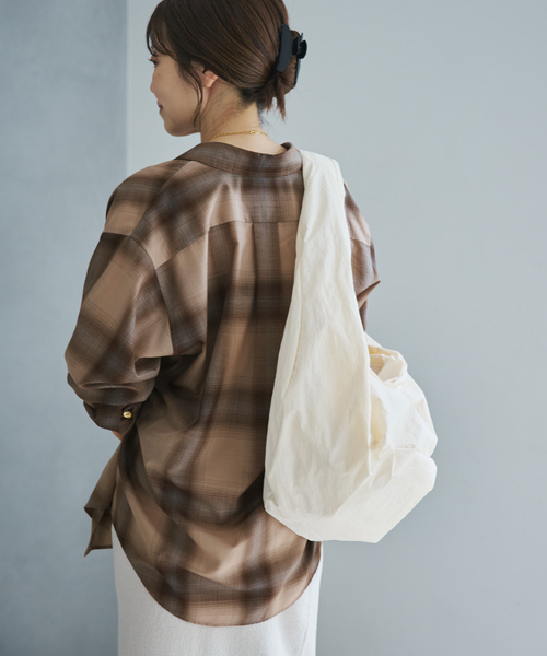 plage（プラージュ） ブラウス シャツ CHECK シャツ(ベージュ