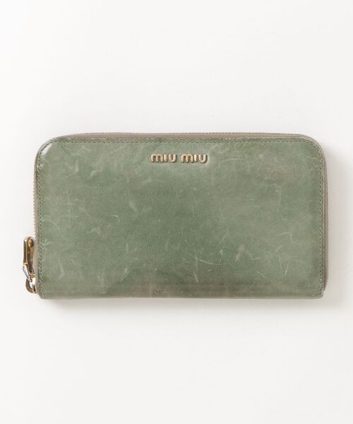 miu miu（ミュウミュウ） ラウンドファスナー 財布 - グリーン