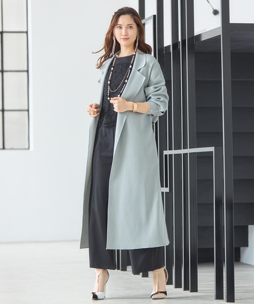 「DRESS PLUS」 トレンチコート L ラベンダー レディース_画像6
