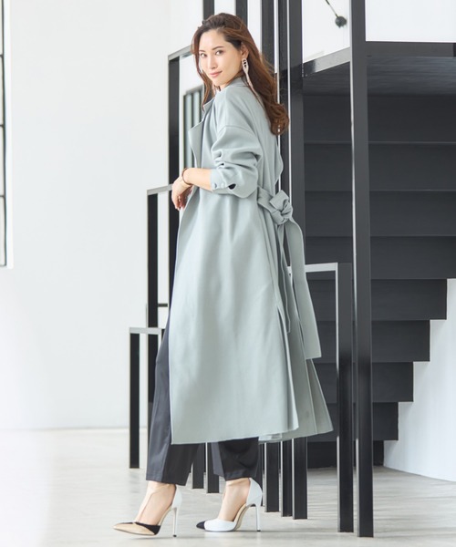 「DRESS PLUS」 トレンチコート L ラベンダー レディース_画像7
