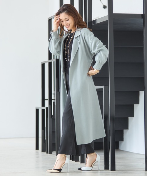 「DRESS PLUS」 トレンチコート L ラベンダー レディース_画像9