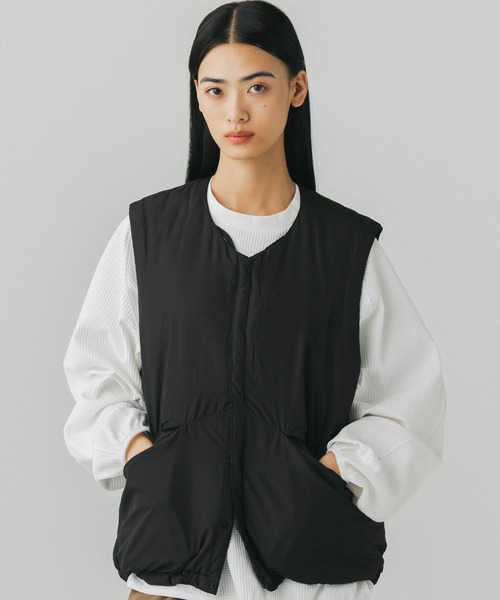  レディース ベスト ブラック 中綿入り phenix（プラスフェニックス） ベスト ジレ PADDED LINER VEST / 中綿