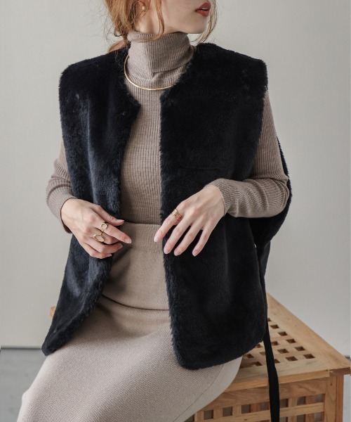 ベスト ジレ フェイクファー3WAYジレ レディース フェイクファー3WAYジレ(ベスト)｜TO BE CHIC(トゥー ビー