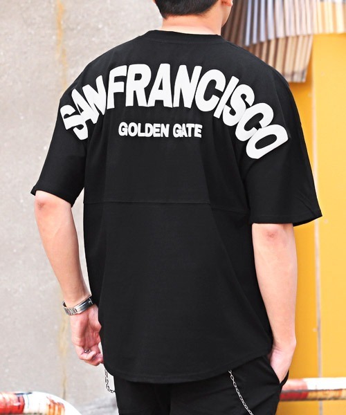 LUXSTYLE tシャツ バックロゴ発泡プリント半袖ビッグTシャツ