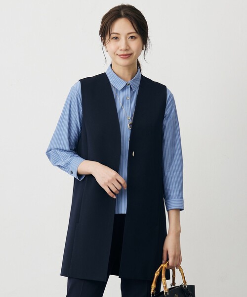 コート アウター T/Rアルガンシルク ジレ レディースの画像