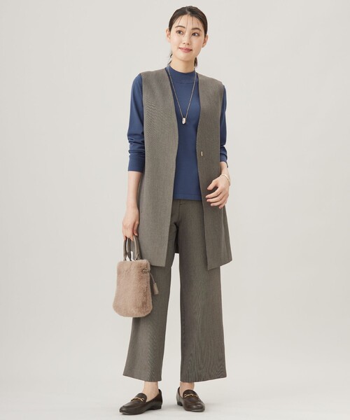 コート アウター T/Rアルガンシルク ジレ レディースの画像