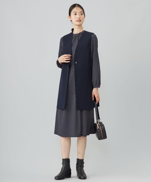 コート アウター T/Rアルガンシルク ジレ レディースの画像