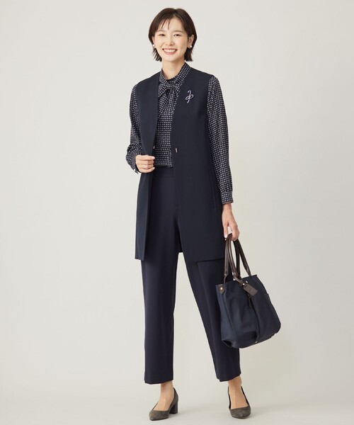 コート アウター T/Rアルガンシルク ジレ レディースの画像