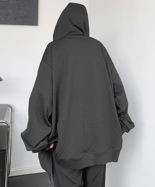 パーカー 「FVLMEN」cable knitting pattern emboss gimmick zip