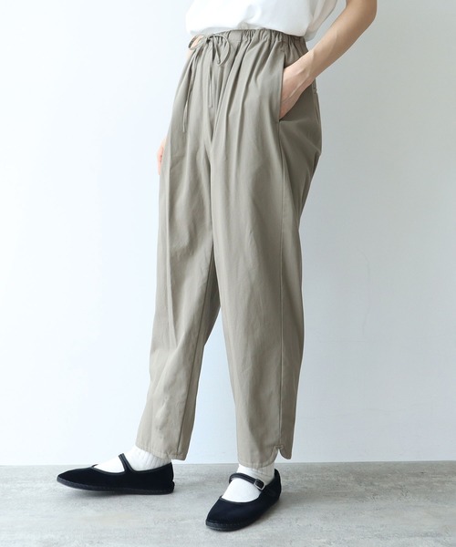 パンツ yunyun yuni パンツ 80/2強撚Cギャバ ベントヘムパンツ レディース