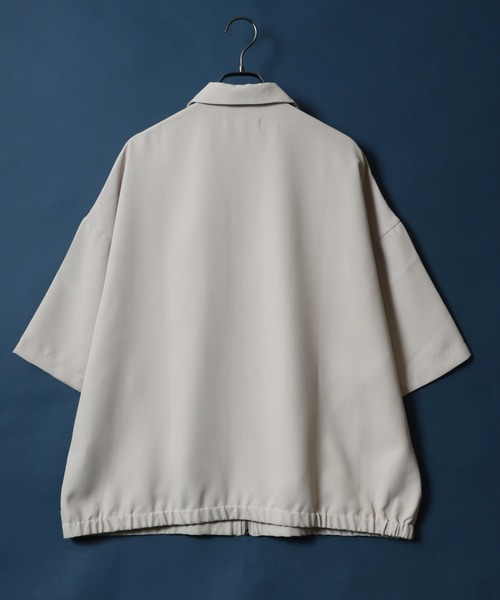ANPAS シャツ Twill Fabric Flower Embroidery Oversized Zip