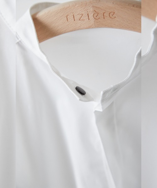 riziere（リジェール） ブラウス シャツ ノーアイロンバンドカラー比翼