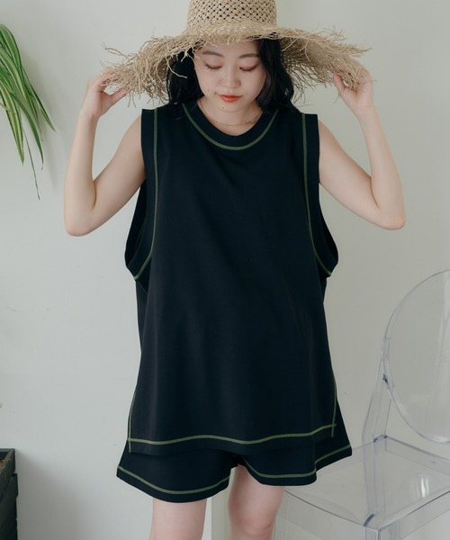 【新品】チャオパニック　配色ステッチバックリボンラッシュガード　上下Lサイズ CIAOPANIC TYPY ラッシュガード 配色ステッチバックリボン