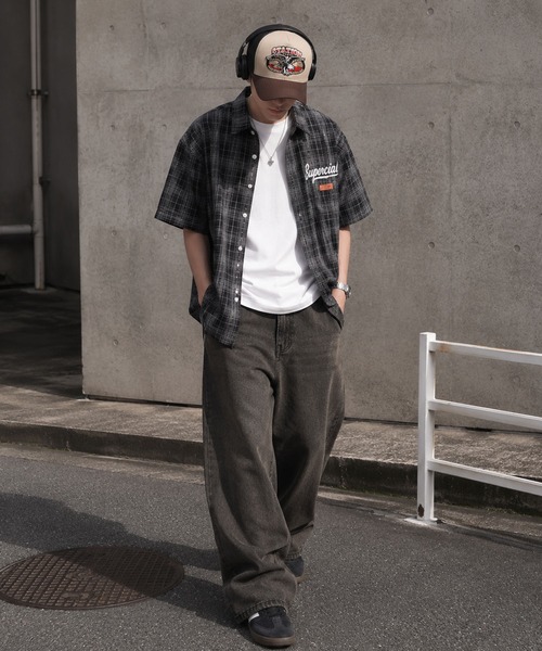 SPINNS（スピンズ） ジーンズ ヴィンテージライクバギーワイドデニム 