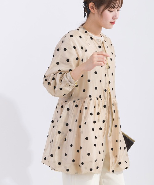 PICCIN PERLA ブルゾン アウター フロッキードットシアー