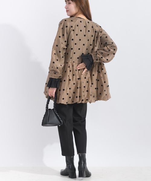 PICCIN PERLA ブルゾン アウター フロッキードットシアーブルゾン