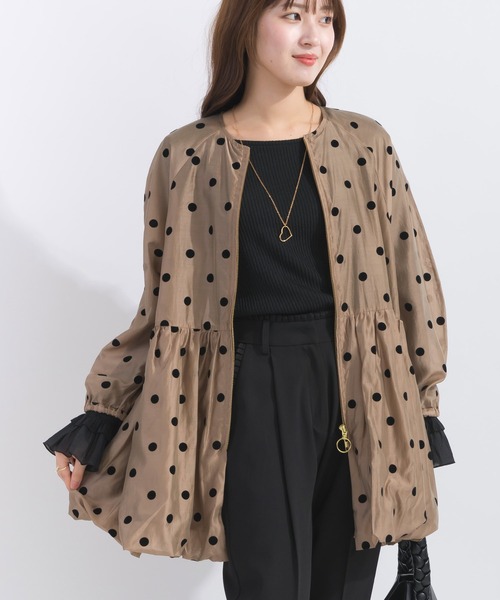 PICCIN PERLA ブルゾン アウター フロッキードットシアーブルゾン