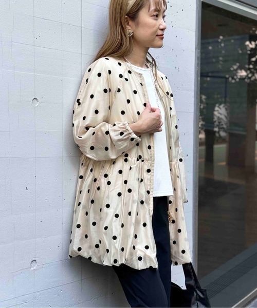 PICCIN PERLA ブルゾン アウター フロッキードットシアーブルゾン