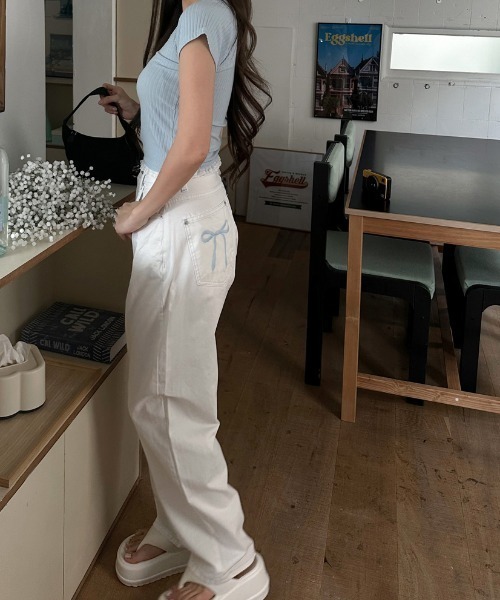 Frene バックリボンデザインデニムパンツ 予約]バックリボンデザインデニムパンツ – Frene