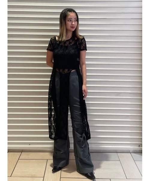 LAGUA GEM スラックス パンツ ASYMMETRY RIBON フレアパンツ