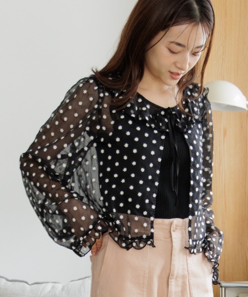 flower シアーフラワーブラウス flower（ファッション） ブラウス シャツ シアーフラワー