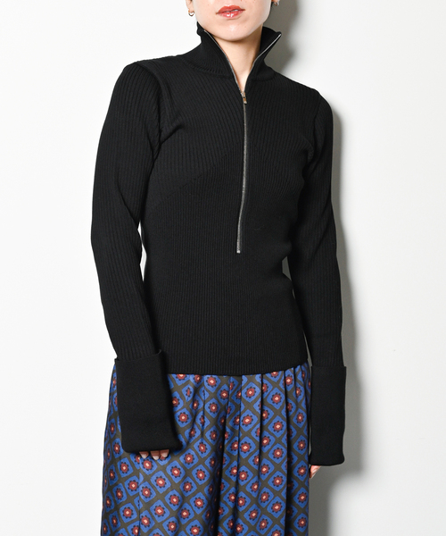 ニット セーター LIVINGTONE DOLK ZIPPER FLY HIGH NECK KNIT LT-KNIT2-07：ニット レディース