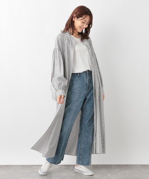 GLOBAL WORK ワンピース お手入れらくらくアソート柄シャツ