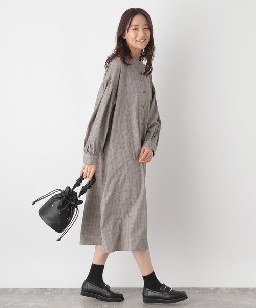 GLOBAL WORK ワンピース お手入れらくらくアソート柄シャツ